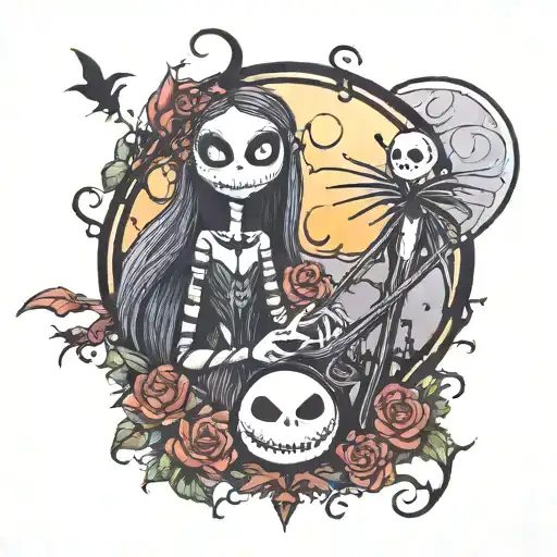 Elleeannah and nightmare before Christmas lights tattoo design idea