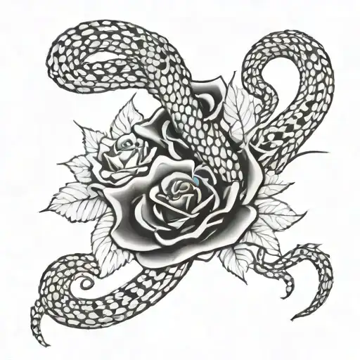 Snake, rose and barbed wire  tattoo design idea