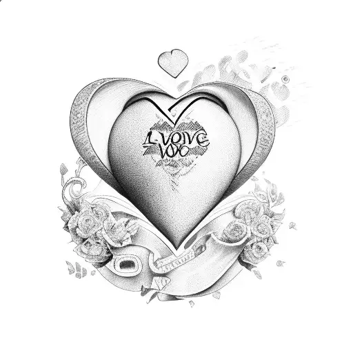 A heart-shaped vinyl record with the lyrics of your favorite love song tattoo design idea