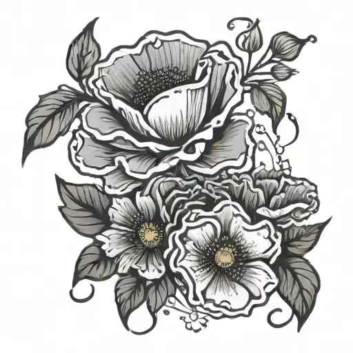Poppy flower and lei tattoo incorporating tattoo design idea