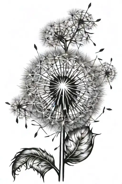 dandelion spread 5 seeds tattoo design idea