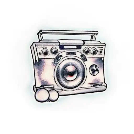 An old-school boombox blasting soul music tattoo design idea