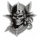 Aztec warrior skull face tattoo design idea