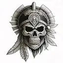 Aztec warrior skull face tattoo design idea