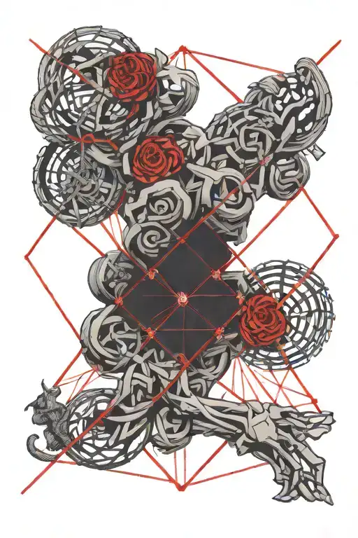 love death and the red string of fate tattoo design idea