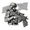 Military solider with nvg standing proudly with Bosnien flag tattoo design idea