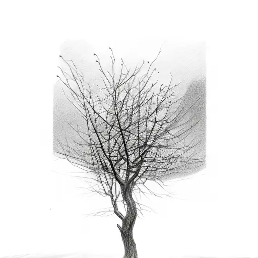 bare tree darkness street light tattoo design idea