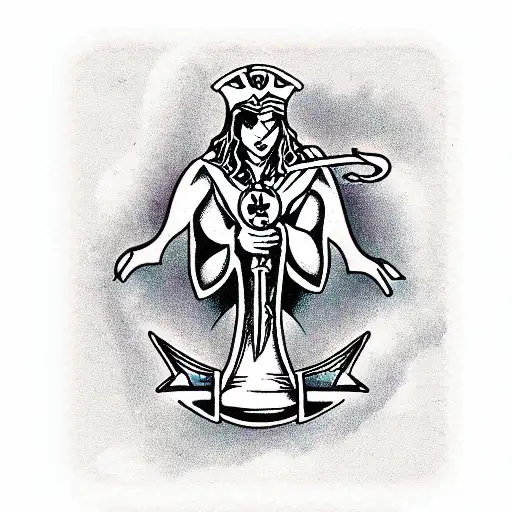 tarot card representing justice with dagger tattoo design idea
