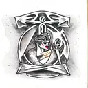 tarot card representing justice with dagger tattoo design idea