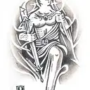 tarot card representing justice with dagger tattoo design idea