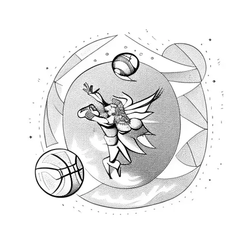 zeus holding a basketball as the earth above his head tattoo design idea