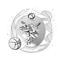 zeus holding a basketball as the earth above his head tattoo design idea