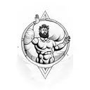 zeus holding a basketball as the earth above his head tattoo design idea