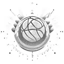 zeus holding a basketball as the earth above his head tattoo design idea