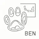 Paw Print with a name Ben tattoo design idea