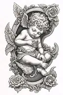 cherub watching tattoo design idea