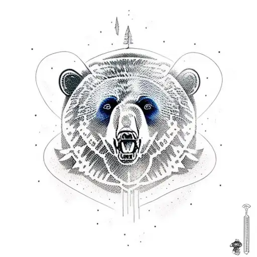Black Bear Skiing tattoo design idea