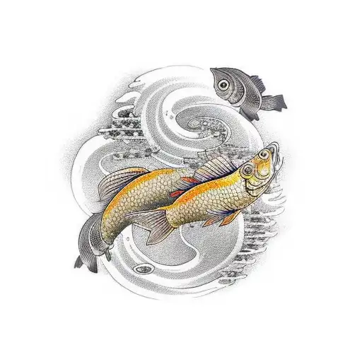 Golden carp tattoo design idea