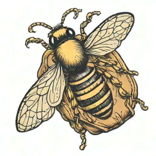 a vintage backpack with a bee tattoo design idea