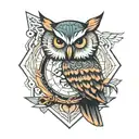 owl clock tiger geometric tattoo design idea