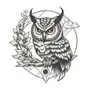 owl clock tiger geometric tattoo design idea