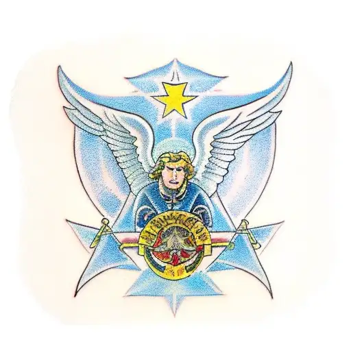 American traditional saint Michael  tattoo design idea