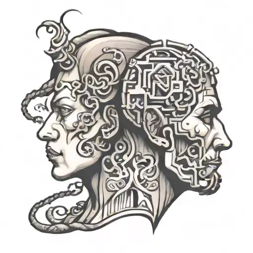 deep thinker and being trapped in the mind  tattoo design idea