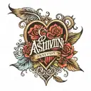 Ashwin name with heart and Jupiter  tattoo design idea