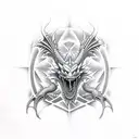 Design a geometric 3D dragon tattoo inspired by working out tattoo design idea
