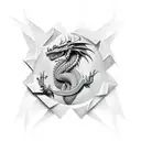 Design a geometric 3D dragon tattoo inspired by working out tattoo design idea