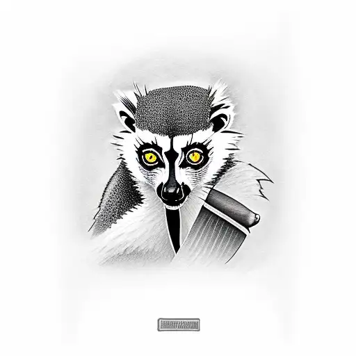 A lemur holding a knife tattoo design idea