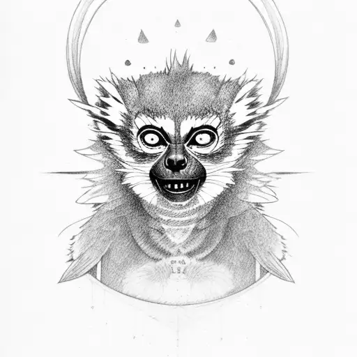 An aggressive lemur holding a knife tattoo design idea