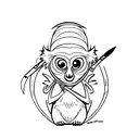 A colored lemur holding a knife in his hand tattoo design idea