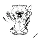 A colored lemur holding a knife in his hand tattoo design idea