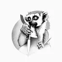 An aggressive lemur holding a knife tattoo design idea