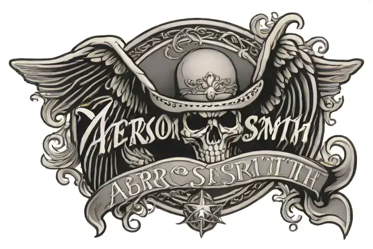 aerosmith band logo with feminie touches star tattoo design idea