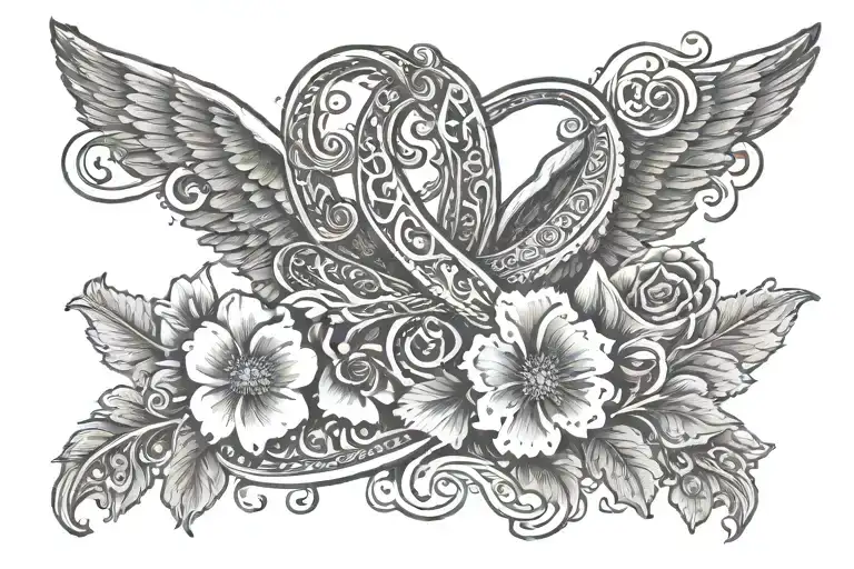 aerosmith logo with flowers intertwined tattoo design idea