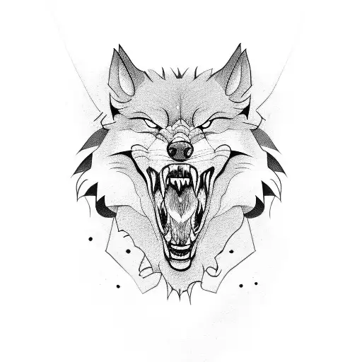 snarling wolf with his mate  tattoo design idea