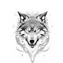 snarling wolf standing over his mate tattoo design idea