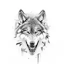 snarling wolf standing over his mate tattoo design idea