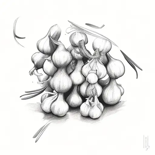 garlic bulbs and rosemary sprigs tattoo design idea