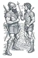David and goliath facing each other tattoo design idea