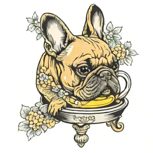 French bulldog and a honey pot overflowing tattoo design idea