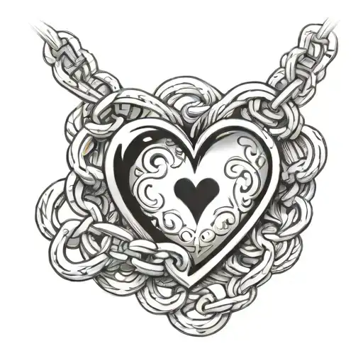 chain bracelet with a heart  tattoo design idea