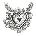 chain bracelet with a heart  tattoo design idea