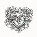 chain bracelet with a heart  tattoo design idea
