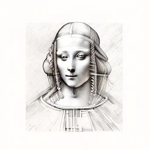 Leonardo davinci sketch tattoo design idea