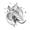 Orchidaceae and leaves falling tattoo design idea
