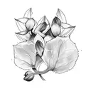 Orchidaceae and leaves falling tattoo design idea