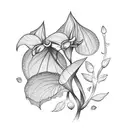 Orchidaceae and leaves falling tattoo design idea